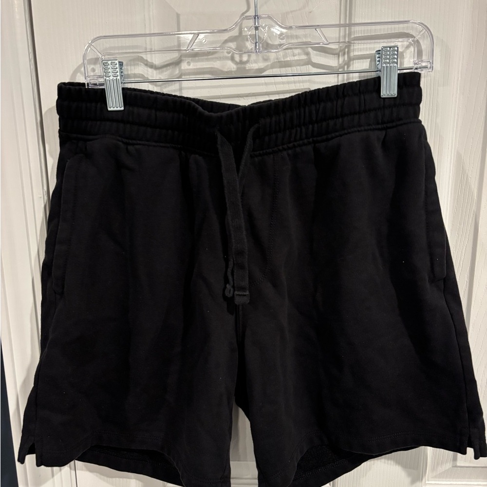 Black Athletic Shorts with Elastic Waistband and Drawstring